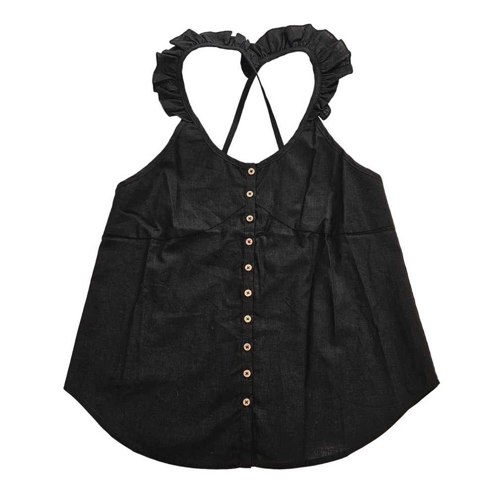 Chaser Criss Cross Back Tank Top Black Women's Mediumโ Dark Romantic Casual